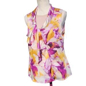Jones New York. Multi-Color Floral Print Sleeveless Top. NWT Size: 12